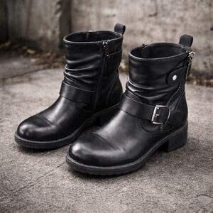 Sleek Black Moto Boots